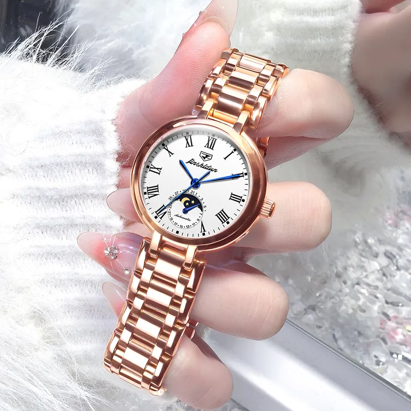 Jin Shi Dun Mechanical Movement Watch Women's Watch White Dial-8