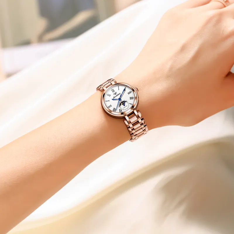 Jin Shi Dun Mechanical Movement Watch Women's Watch White Dial-9