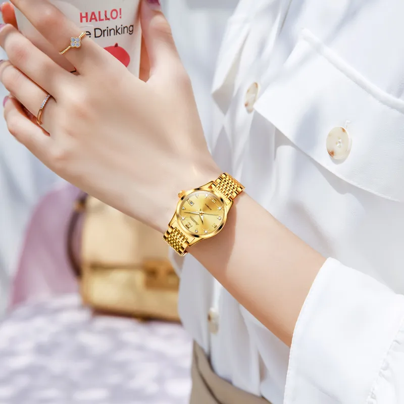Jin Shi Dun Box Mechanical Movement Stainless Steel Watchband Watch Women's Watch White Dial-12