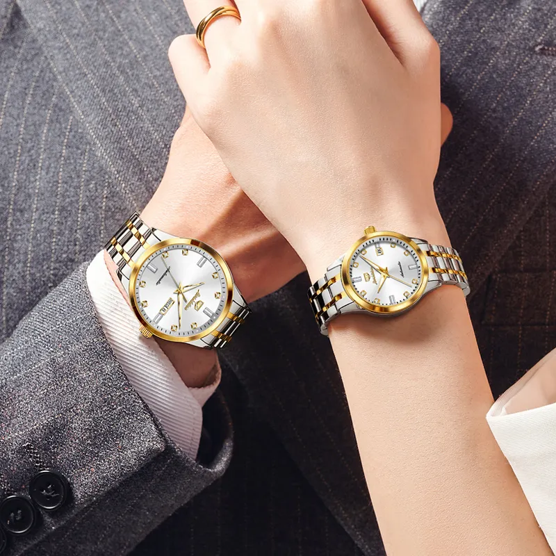 Jin Shi Dun Mechanical Movement Stainless Steel Watchband Watch Unisex Silver Dial-13