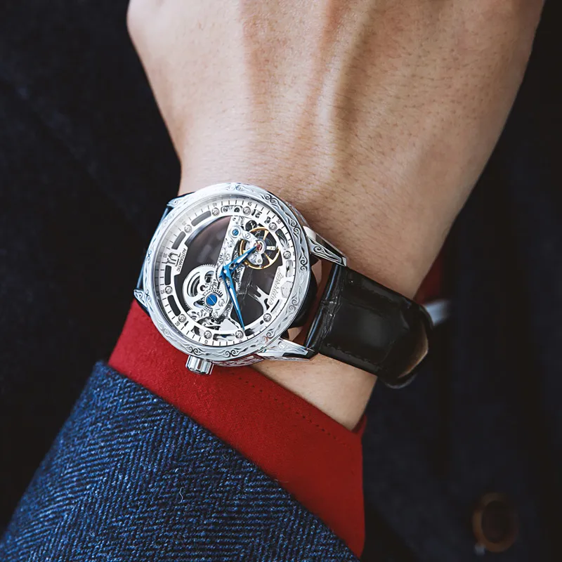 Jin Shi Dun Automatic Mechanical Movement Men's Watches Cut Out Dial-10