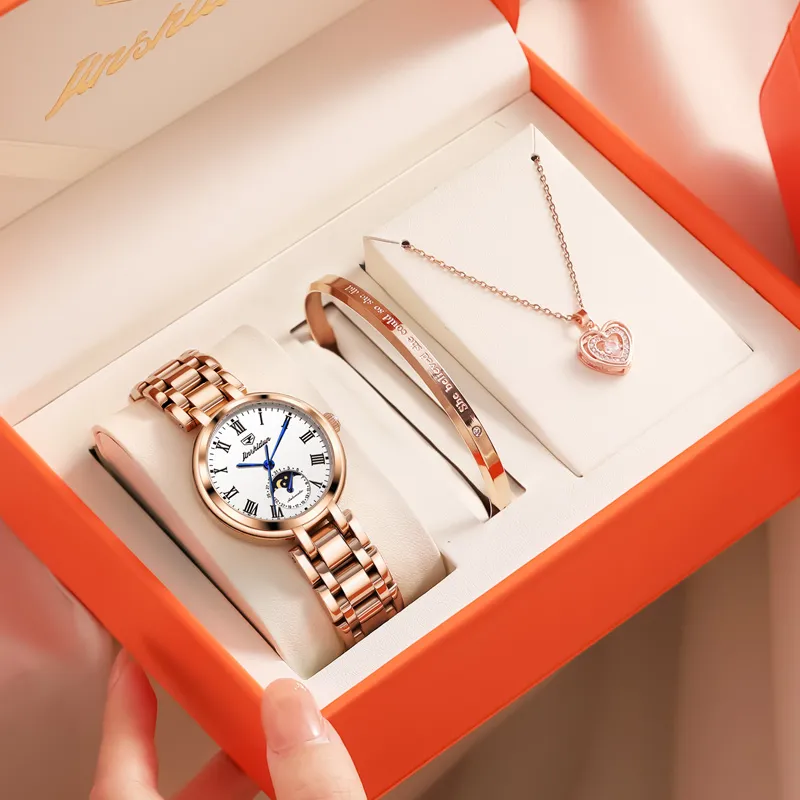 Jin Shi Dun Mechanical Movement Watch Women's Watch White Dial-7