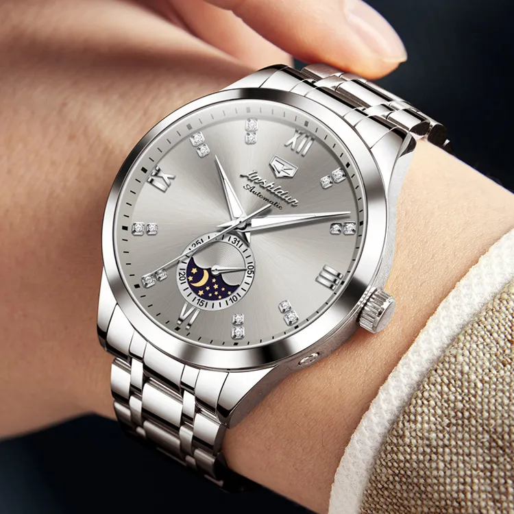 Jin Shi Dun Mechanical Movement Watch Men's Watches White Dial-2