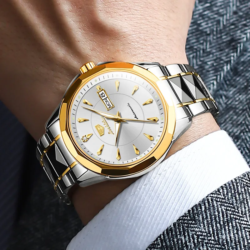 Jin Shi Dun Box Mechanical Movement Stainless Steel Watchband Watch Men's Watches White Dial-22