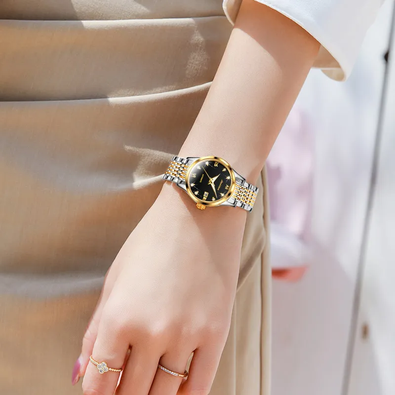 Jin Shi Dun Box Mechanical Movement Stainless Steel Watchband Watch Women's Watch White Dial-8
