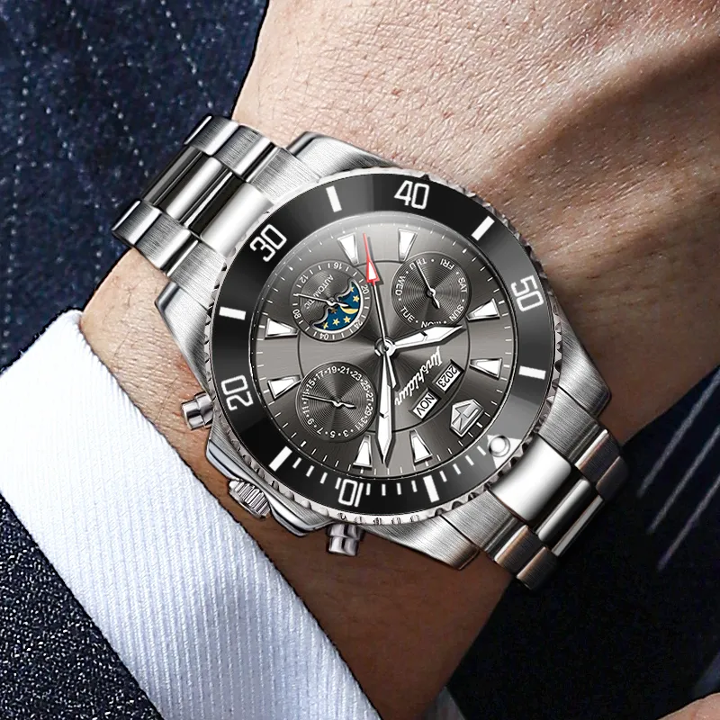 Jin Shi Dun Artisan Collection Mechanical Movement Stainless Steel Watchband Watch Men's Watches Black Dial-11