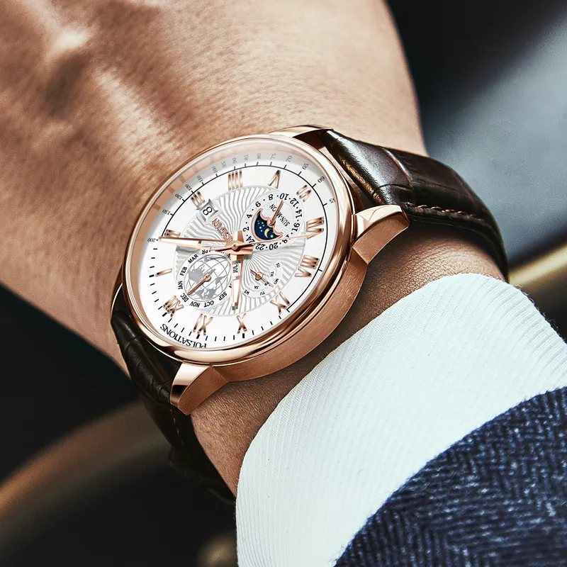 Jin Shi Dun Artisan Collection Mechanical Movement Watch Men's Watches White Dial-14