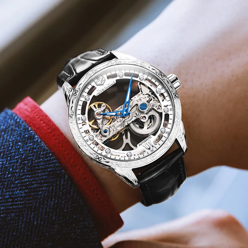 Jin Shi Dun Automatic Mechanical Movement Men's Watches Cut Out Dial-9