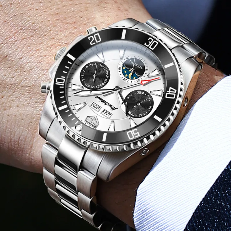 Jin Shi Dun Artisan Collection Mechanical Movement Stainless Steel Watchband Watch Men's Watches Black Dial-3