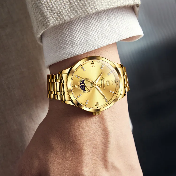 Jin Shi Dun Mechanical Movement Watch Men's Watches White Dial-41