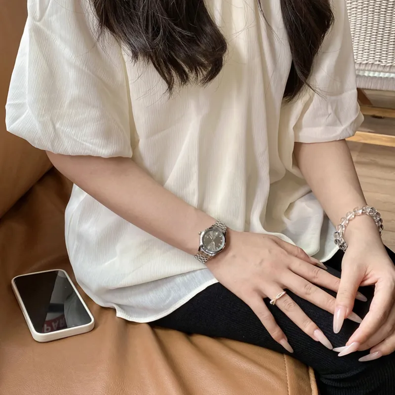 Jin Shi Dun Mechanical Movement Stainless Steel Watchband Watch Women's Watch White Dial-19