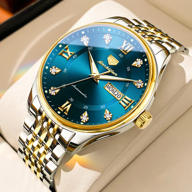 Jin Shi Dun Automatic Mechanical Movement Stainless Steel Watchband Watch Men's Watches White Dial-17