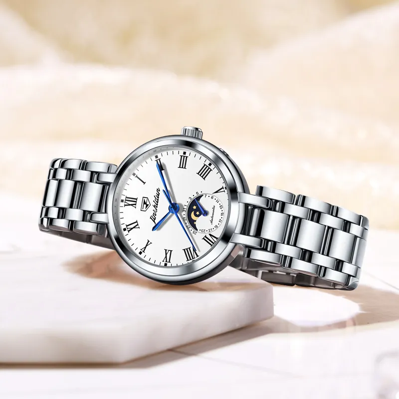 Jin Shi Dun Mechanical Movement Watch Women's Watch White Dial-3