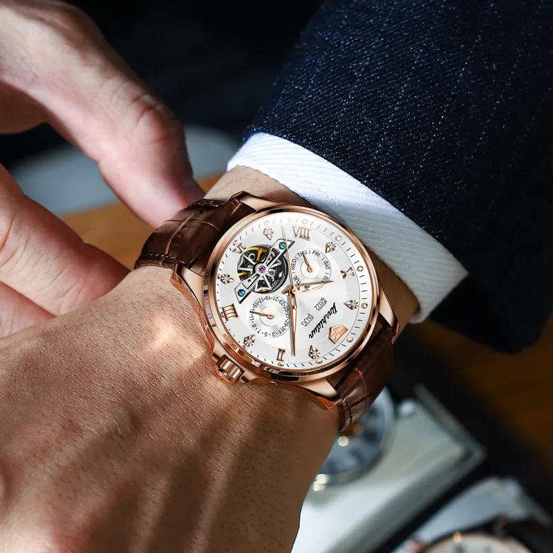 Jin Shi Dun Artisan Collection Fashion Business Men's Watch Box Automatic Mechanical Movement Men's Watches Black Dial-15