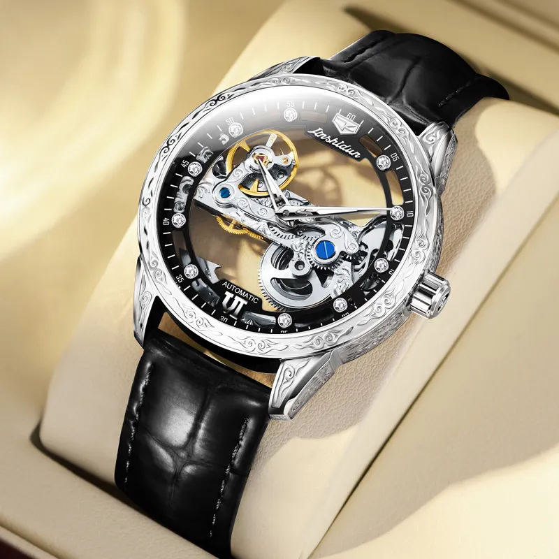 Jin Shi Dun Automatic Mechanical Movement Men's Watches Cut Out Dial-2