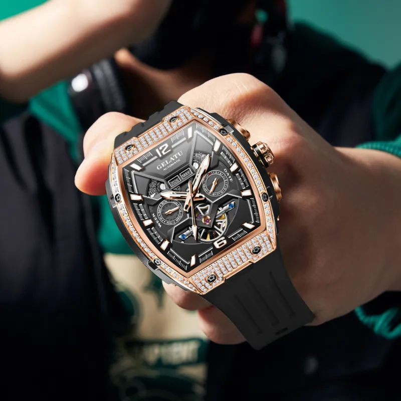 GELATU Mechanical Movement Watch Unisex Black Dial-8