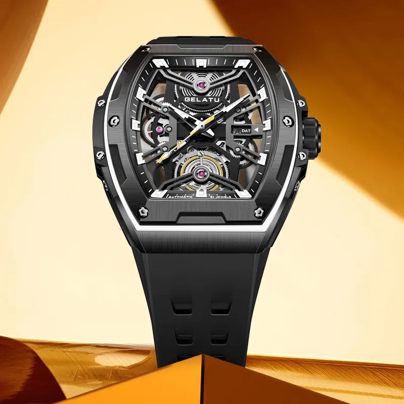 GELATU Automatic Mechanical Movement Watch Men's Watches Black Dial-4