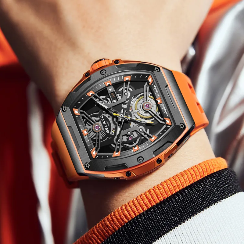 GELATU Automatic Mechanical Movement Watch Men's Watches Black Dial-12