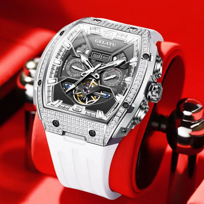 GELATU Mechanical Movement Watch Unisex Black Dial-14