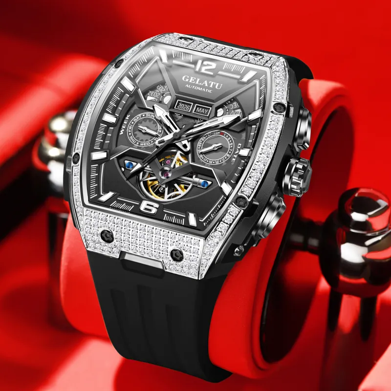 GELATU Mechanical Movement Watch Unisex Black Dial-3