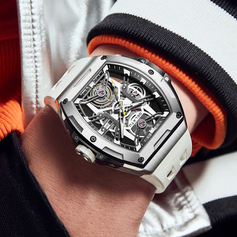 GELATU Automatic Mechanical Movement Watch Men's Watches Black Dial-9