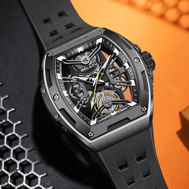 GELATU Automatic Mechanical Movement Watch Men's Watches Black Dial-2