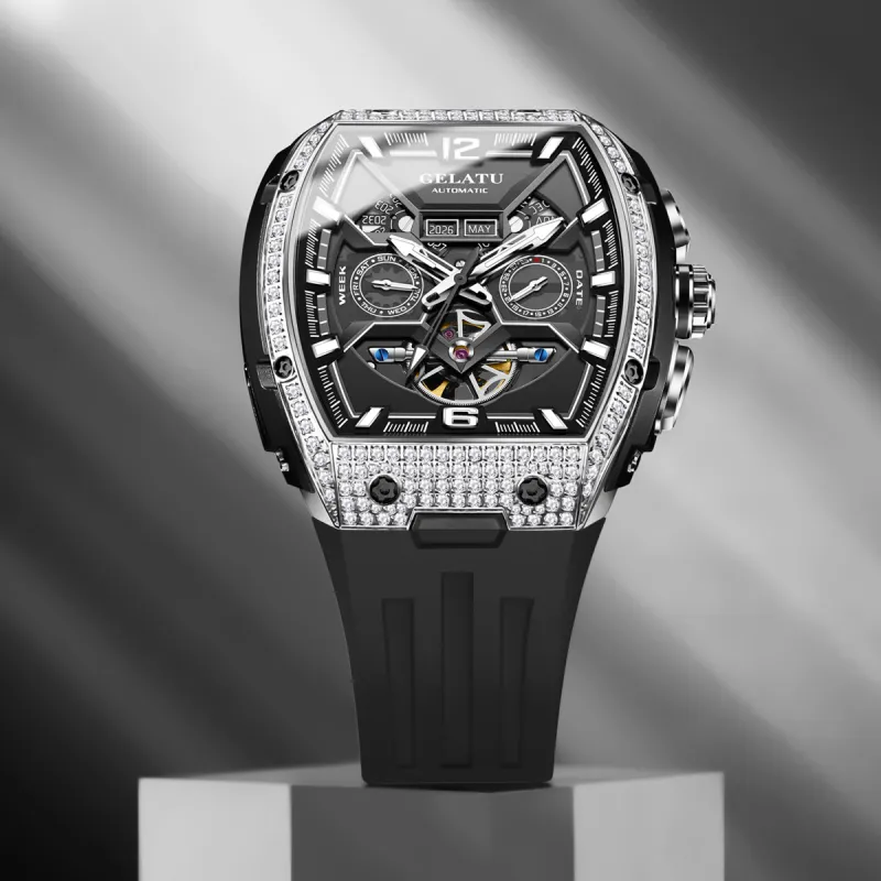 GELATU Mechanical Movement Watch Unisex Black Dial-1