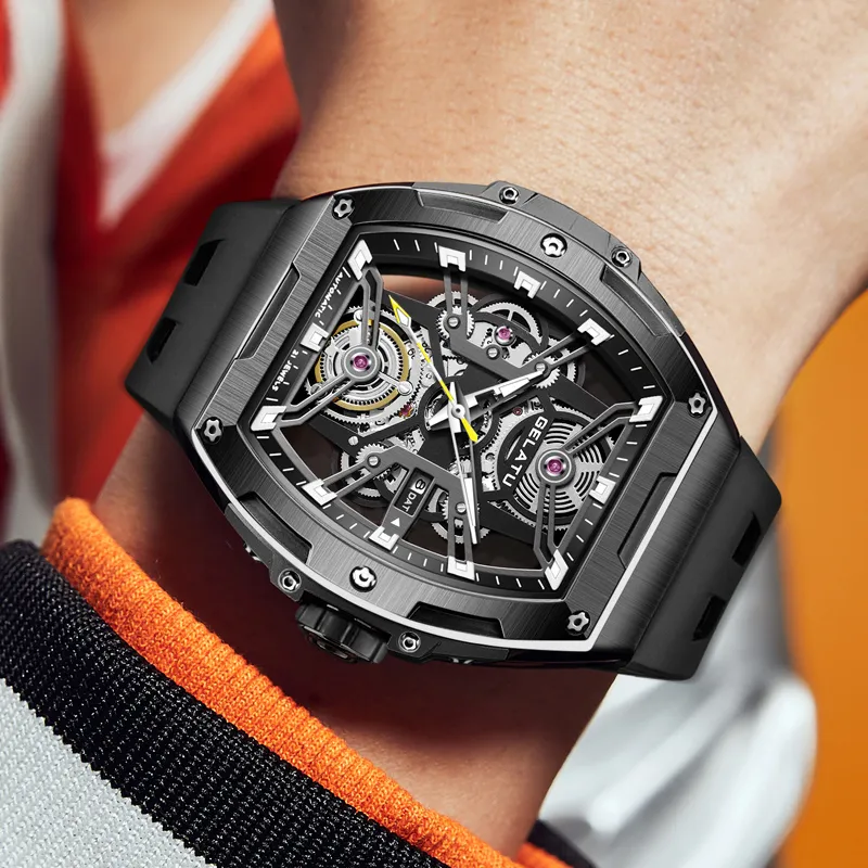 GELATU Automatic Mechanical Movement Watch Men's Watches Black Dial-1