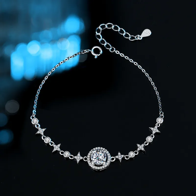 Princess Xuanjie 925 Silver Mohsunnite Bracelets Women's-2