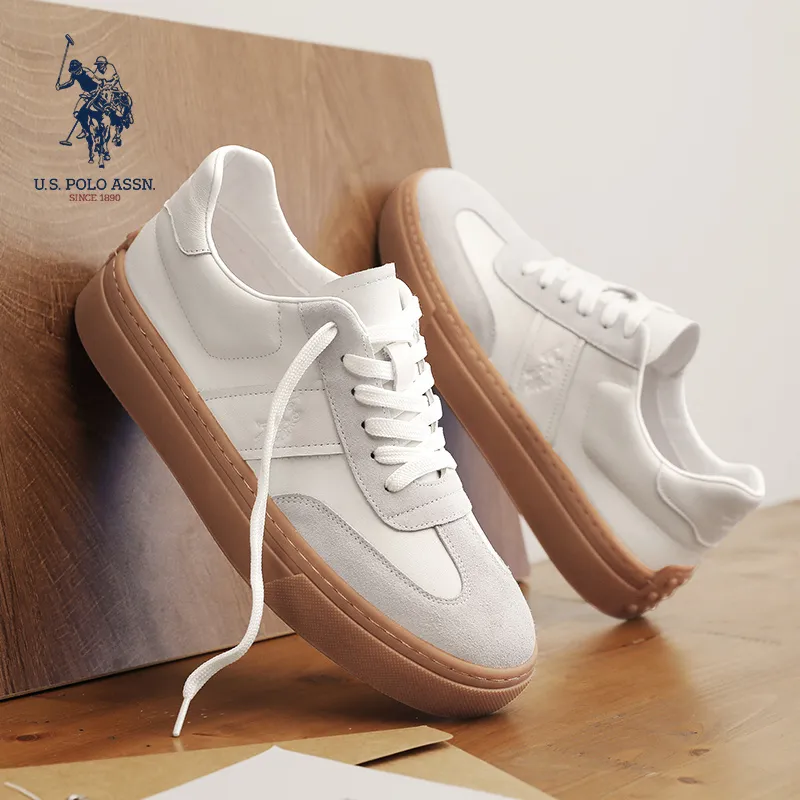 U.S. POLO ASSN. Minimalist Style German Army Trainers Height Increasing Lightweight Low Top Skateboard Shoes Men's-16