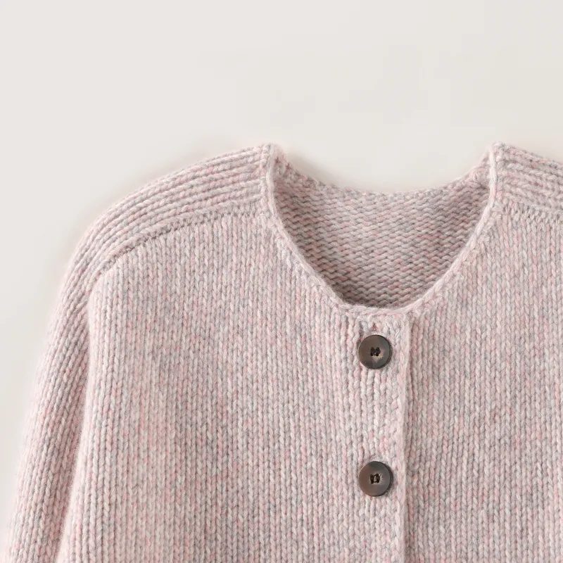 MAIGRE SIMHAT Cashmere Sweater Women's Pink Gray Floral Yarn-3
