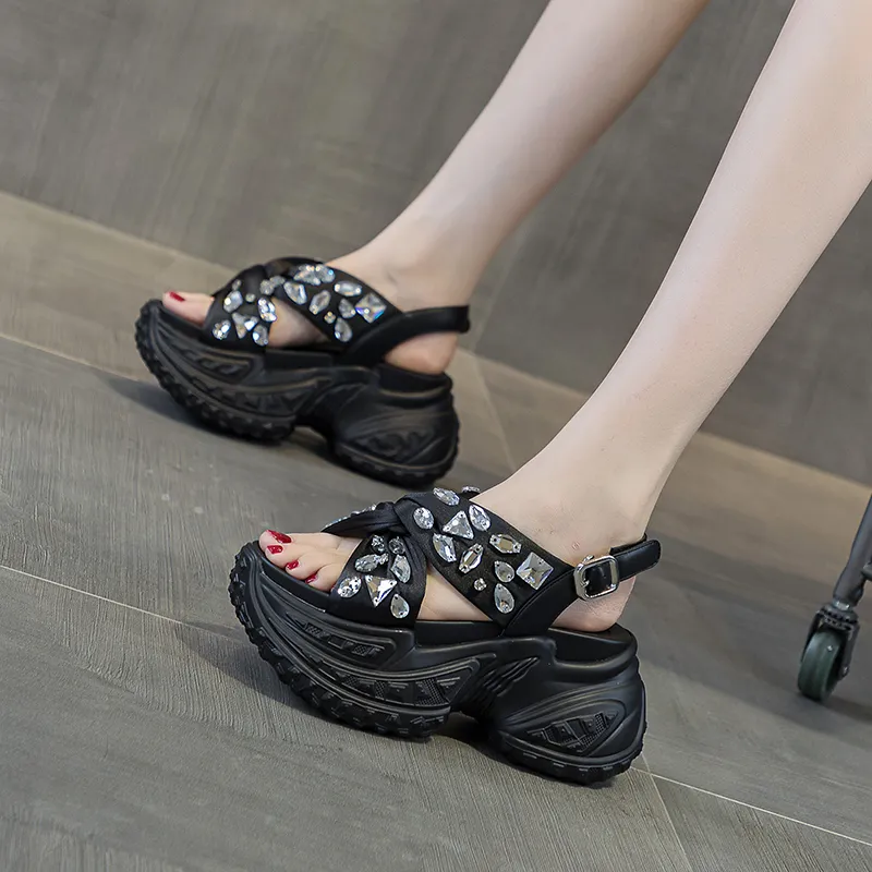 Shoe Cabinet Floral Language Strap Sandals 8cm Women's-7