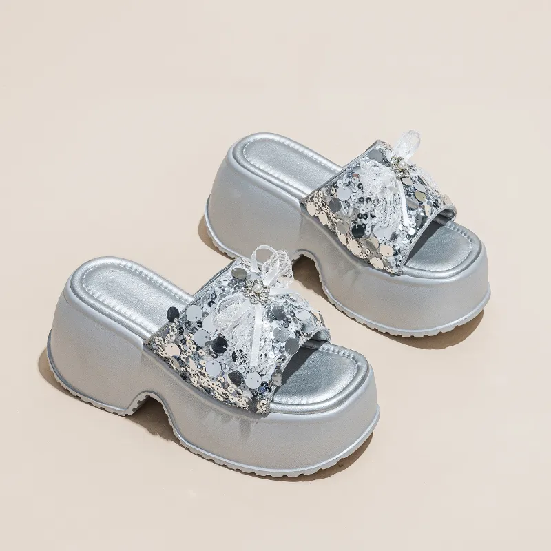 Shoe Cabinet Floral Language Quiet Slip Resistant Abrasion Resistant Cushioning Slide Slippers Women's-8