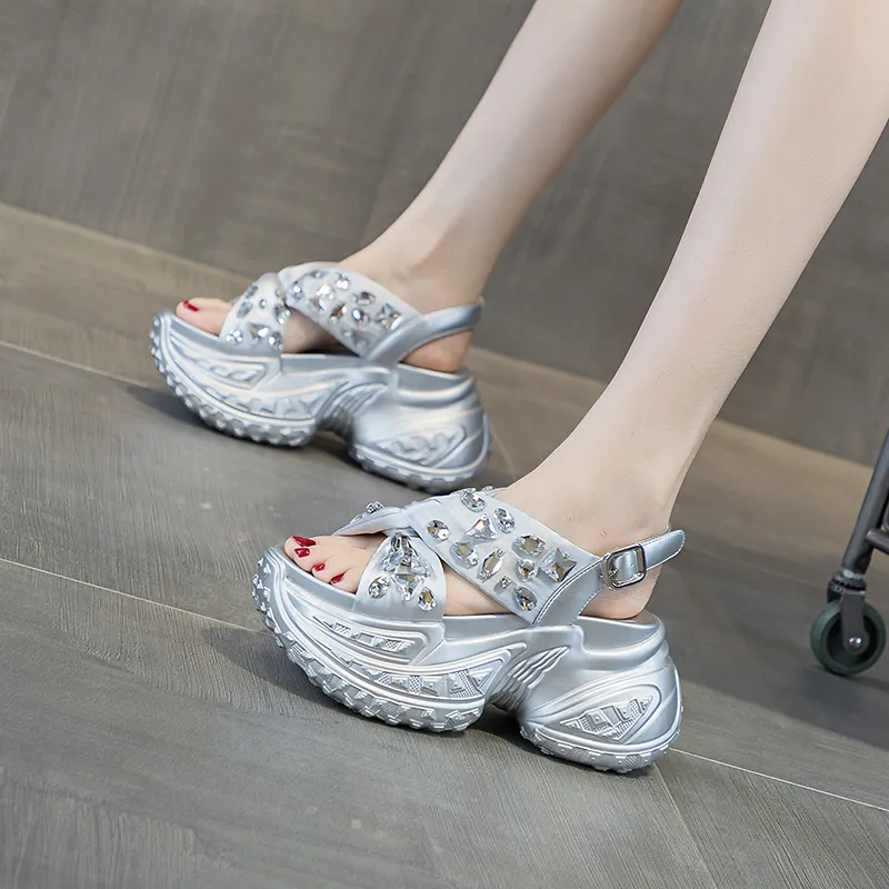 Shoe Cabinet Floral Language Strap Sandals 8cm Women's-2