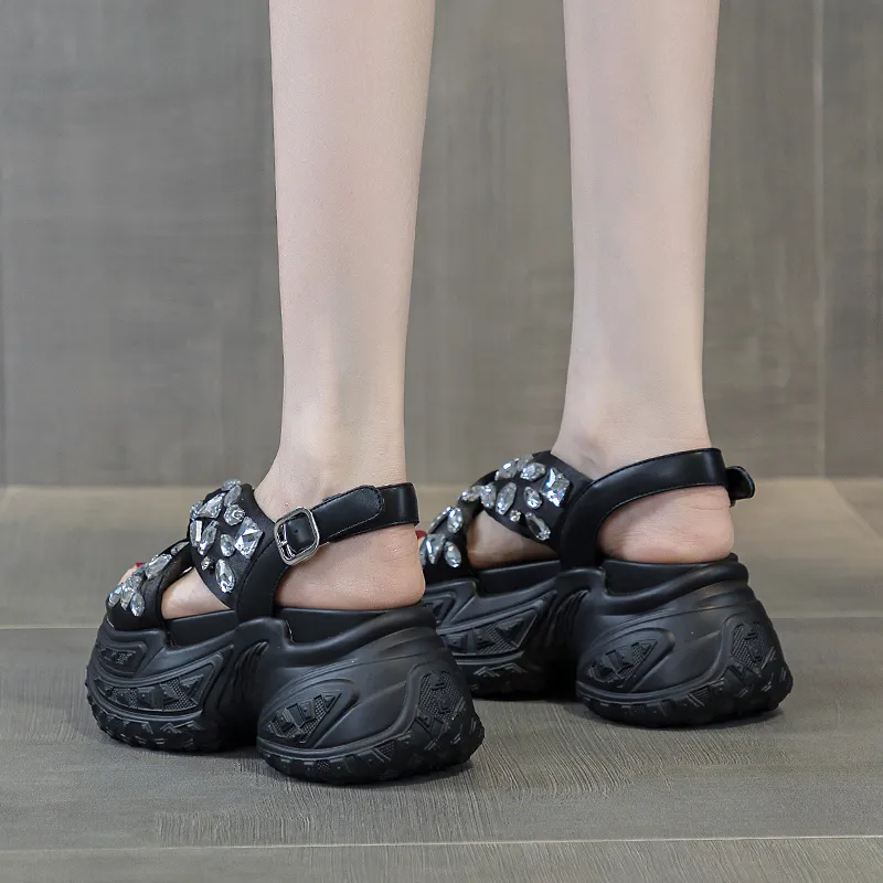 Shoe Cabinet Floral Language Strap Sandals 8cm Women's-9