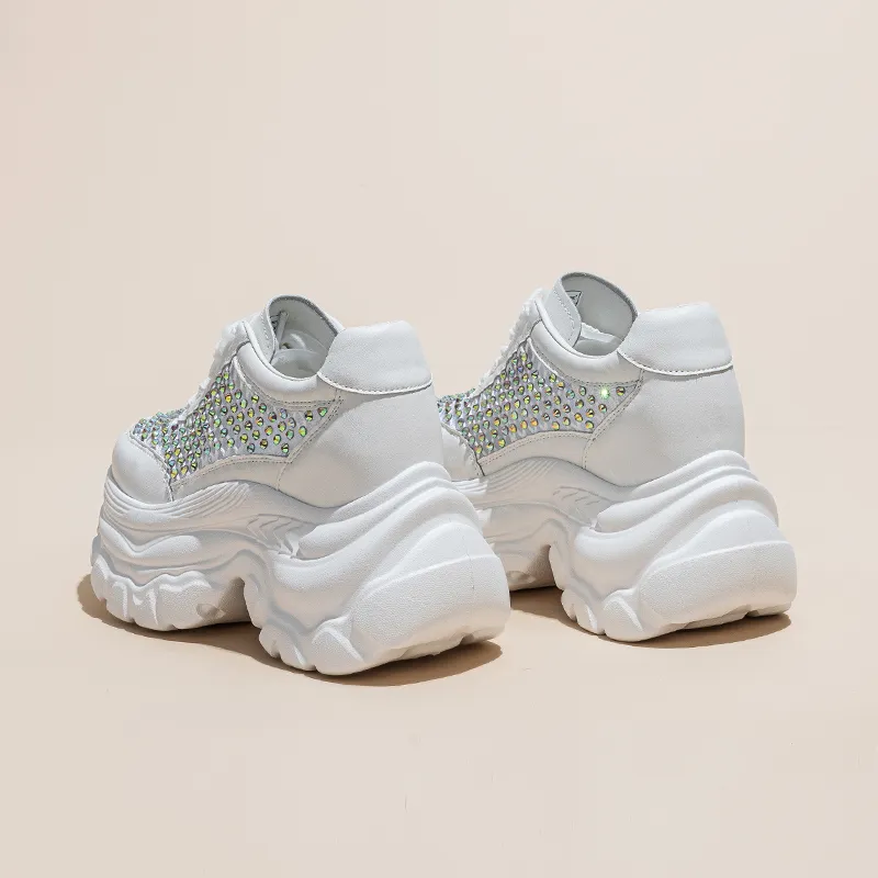 Shoe cabinet floral language Chunky Sneakers Women's Low Top White-3