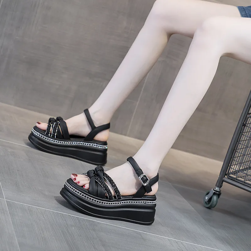 Shoe Cabinet Floral Language One Strap Sandals 7cm Women's-7