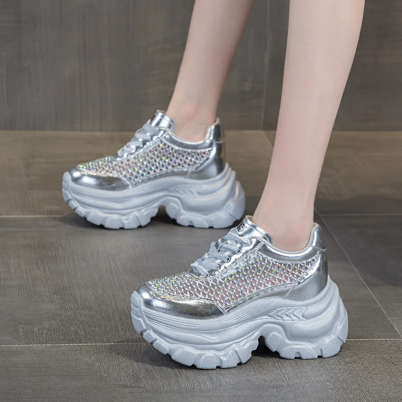 Shoe cabinet floral language Chunky Sneakers Women's Low Top White-12