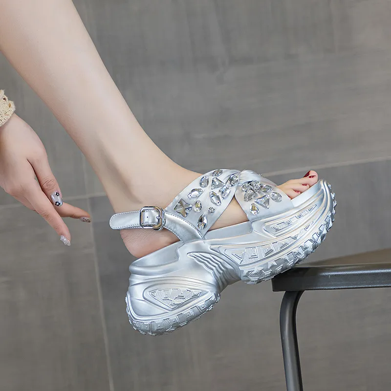 Shoe Cabinet Floral Language Strap Sandals 8cm Women's-3