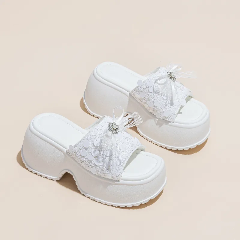 Shoe Cabinet Floral Language Quiet Slip Resistant Abrasion Resistant Cushioning Slide Slippers Women's-1