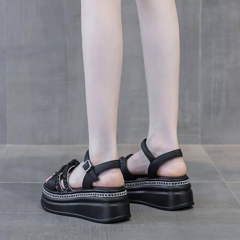 Shoe Cabinet Floral Language One Strap Sandals 7cm Women's-8