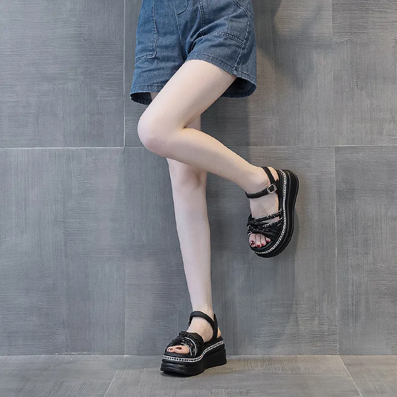 Shoe Cabinet Floral Language One Strap Sandals 7cm Women's-9