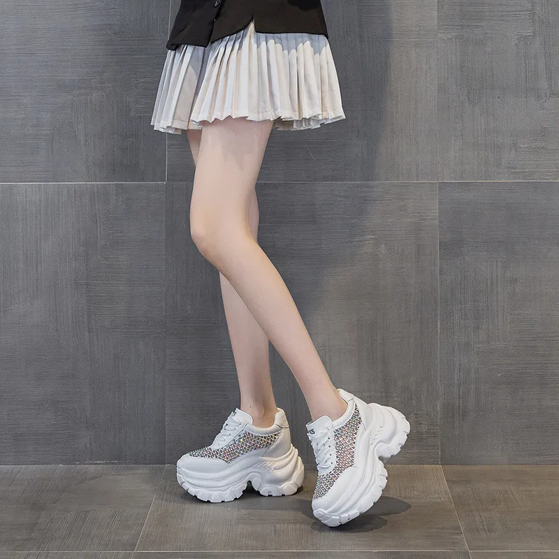 Shoe cabinet floral language Chunky Sneakers Women's Low Top White-6