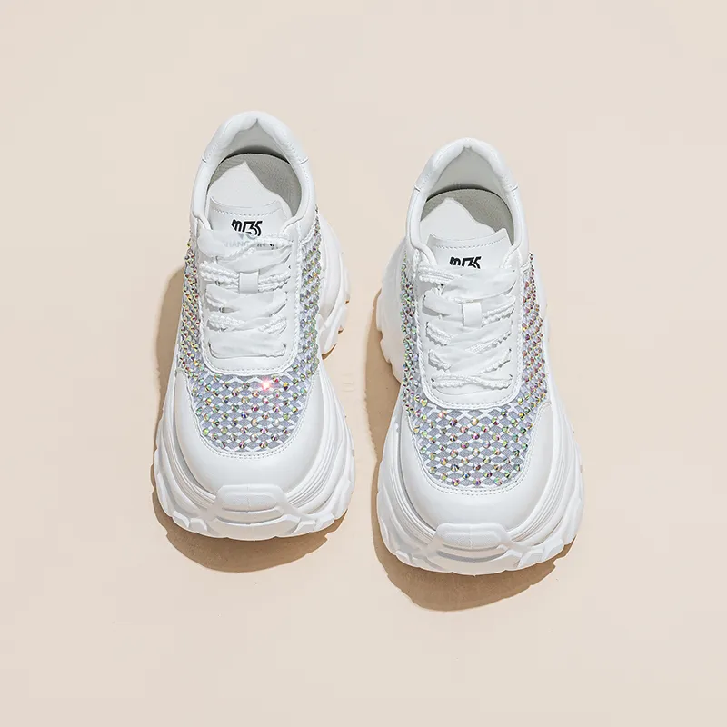 Shoe cabinet floral language Chunky Sneakers Women's Low Top White-2