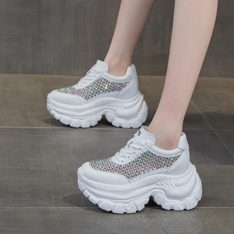 Shoe cabinet floral language Chunky Sneakers Women's Low Top White-5