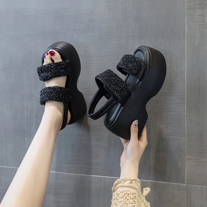 Shoe Cabinet Floral Language One Strap Sandals 8cm Women's-11