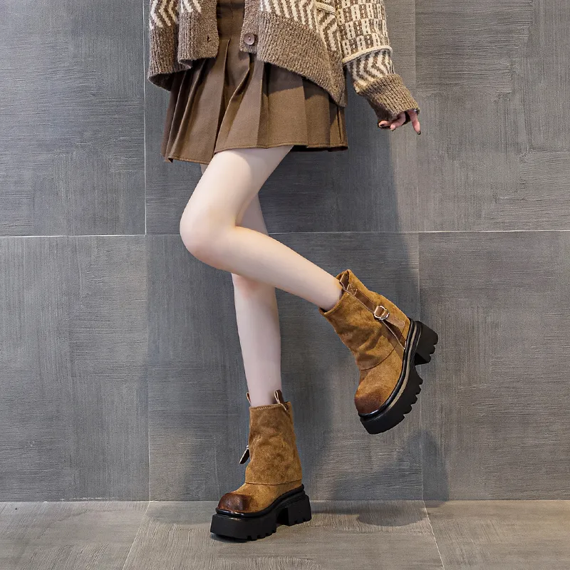 Shoe Cabinet Floral Language Ankle Boots Women's-4