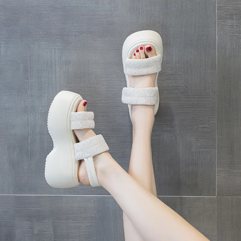 Shoe Cabinet Floral Language One Strap Sandals 8cm Women's-2