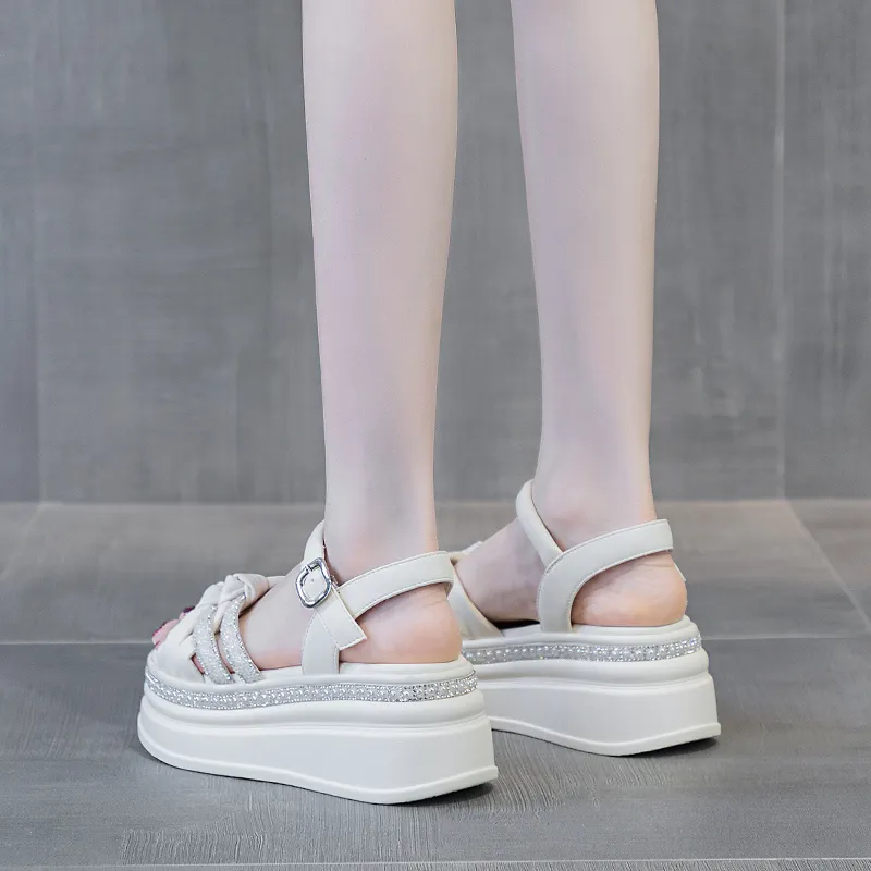 Shoe Cabinet Floral Language One Strap Sandals 7cm Women's-3