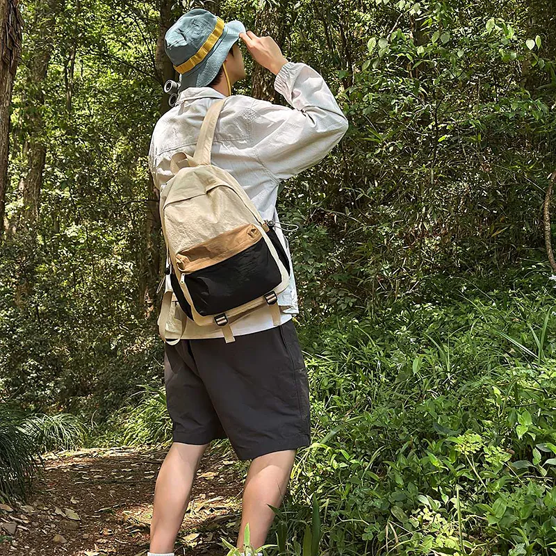 Wolfhorse Nylon Backpack Unisex Khaki & Black/Gray & Brown/White & Purple/White & Green/Blue-1